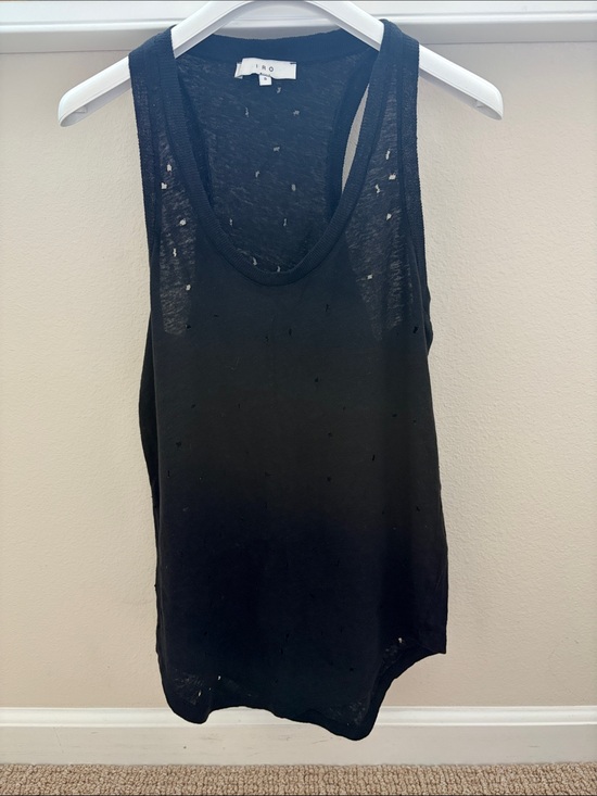 IRO Tops - IRO Black Lightweight Distressed Scoop Neck Tank